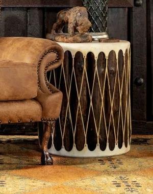 Rawhide Drum Accent Table vanity mirror, wall mirror