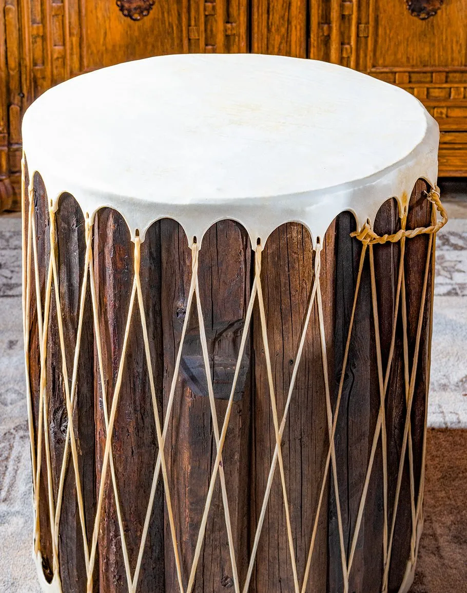 Rawhide Drum Accent Table