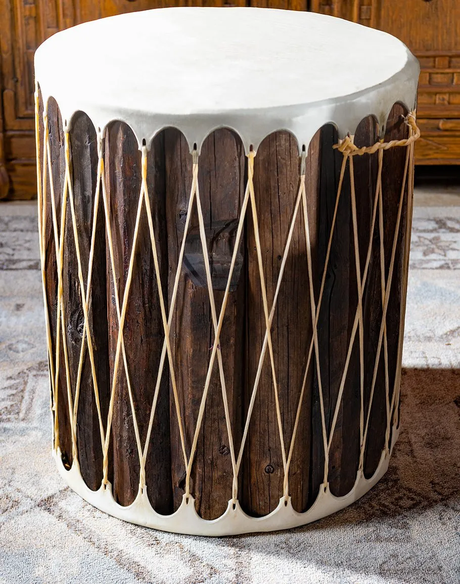 Rawhide Drum Accent Table