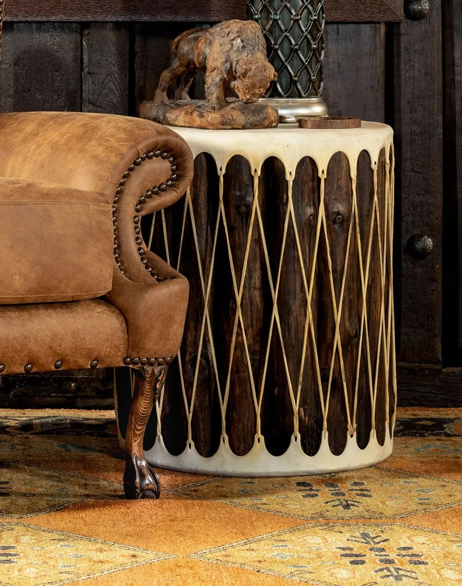 Rawhide Drum Accent Table vanity mirror, wall mirror