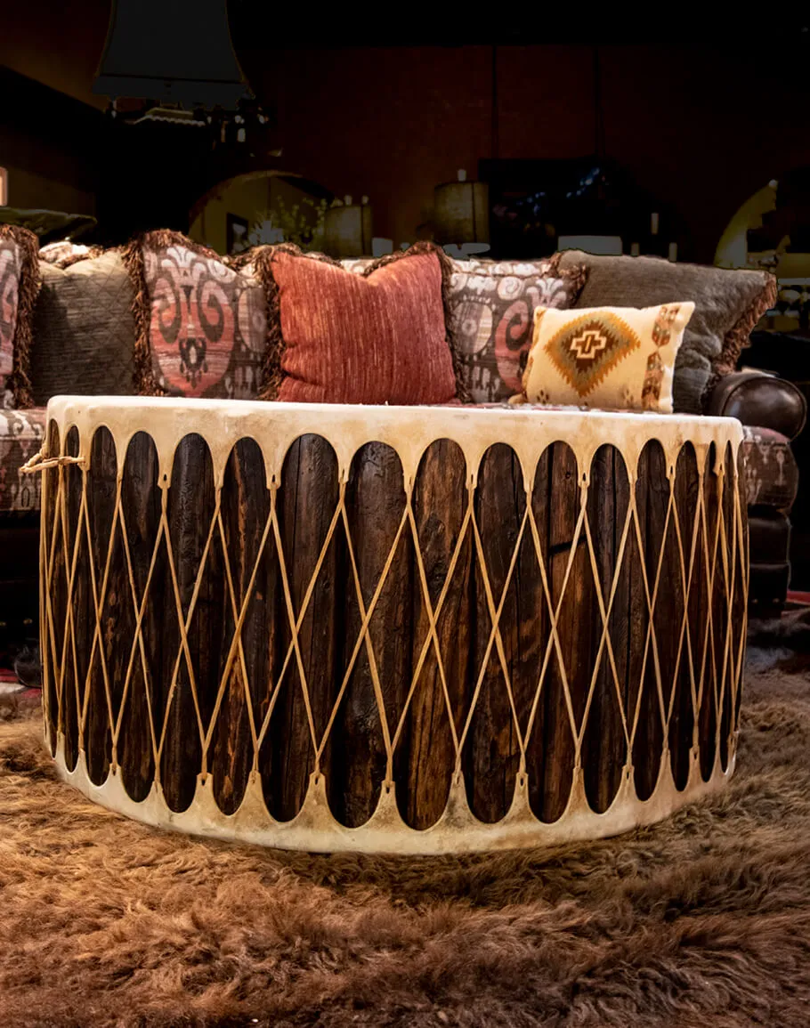 Rawhide Drum Coffee Table