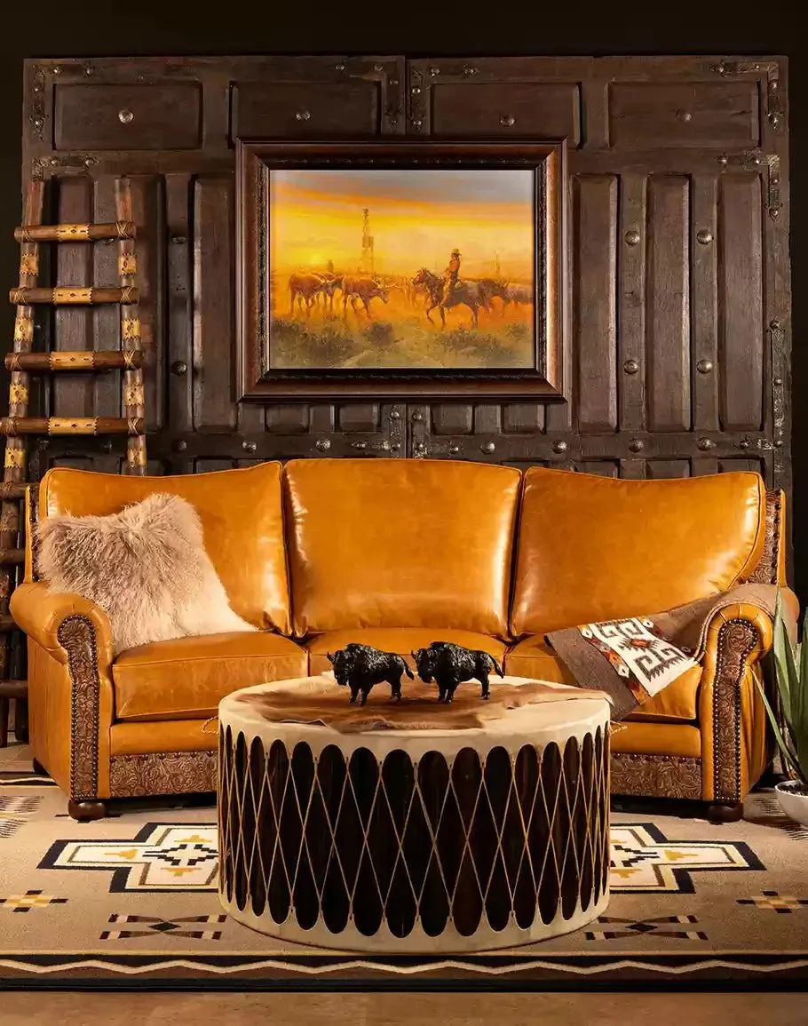 Rawhide Drum Coffee Table