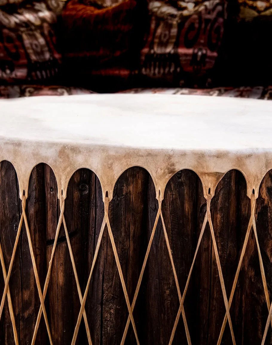 Rawhide Drum Coffee Table