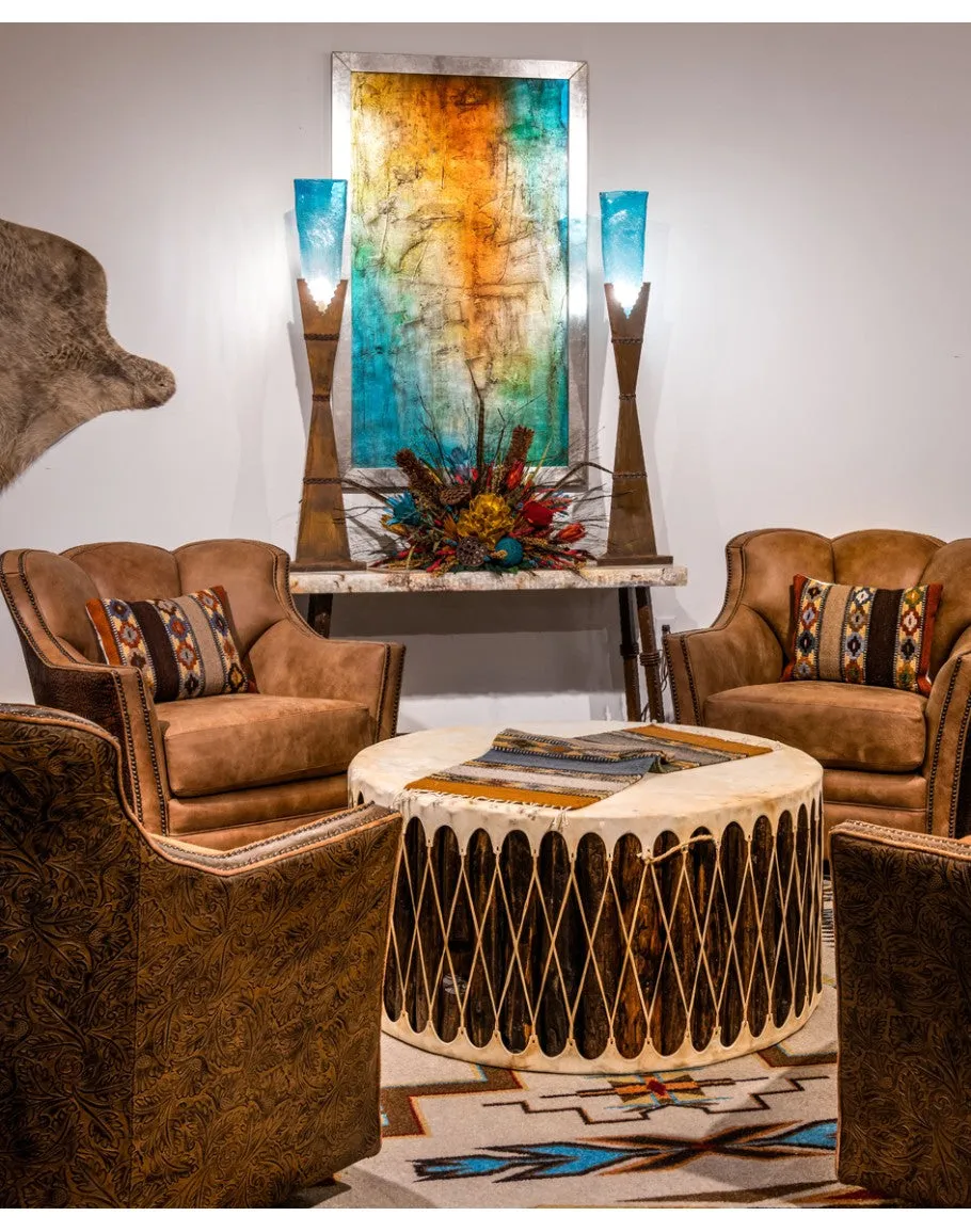 Rawhide Drum Coffee Table