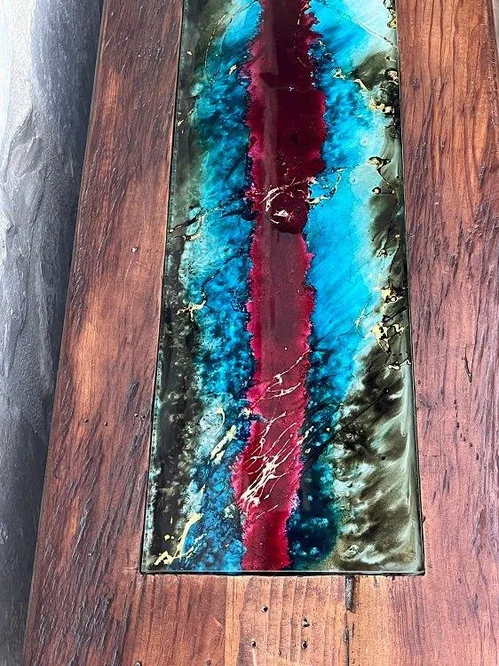 Reclaimed Wood w/ Glass Inserts Coffee Table
