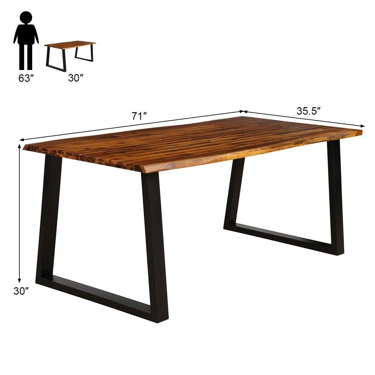 Rectangular Acacia Wood Dining Table Rustic Indoor & Outdoor Furniture
