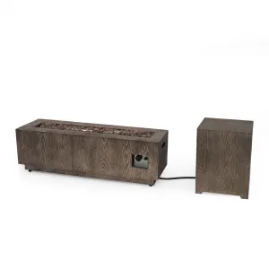 Rectangular Wood Finish Propane Fire Pit - NH828213 patio chairs, outdoor seating