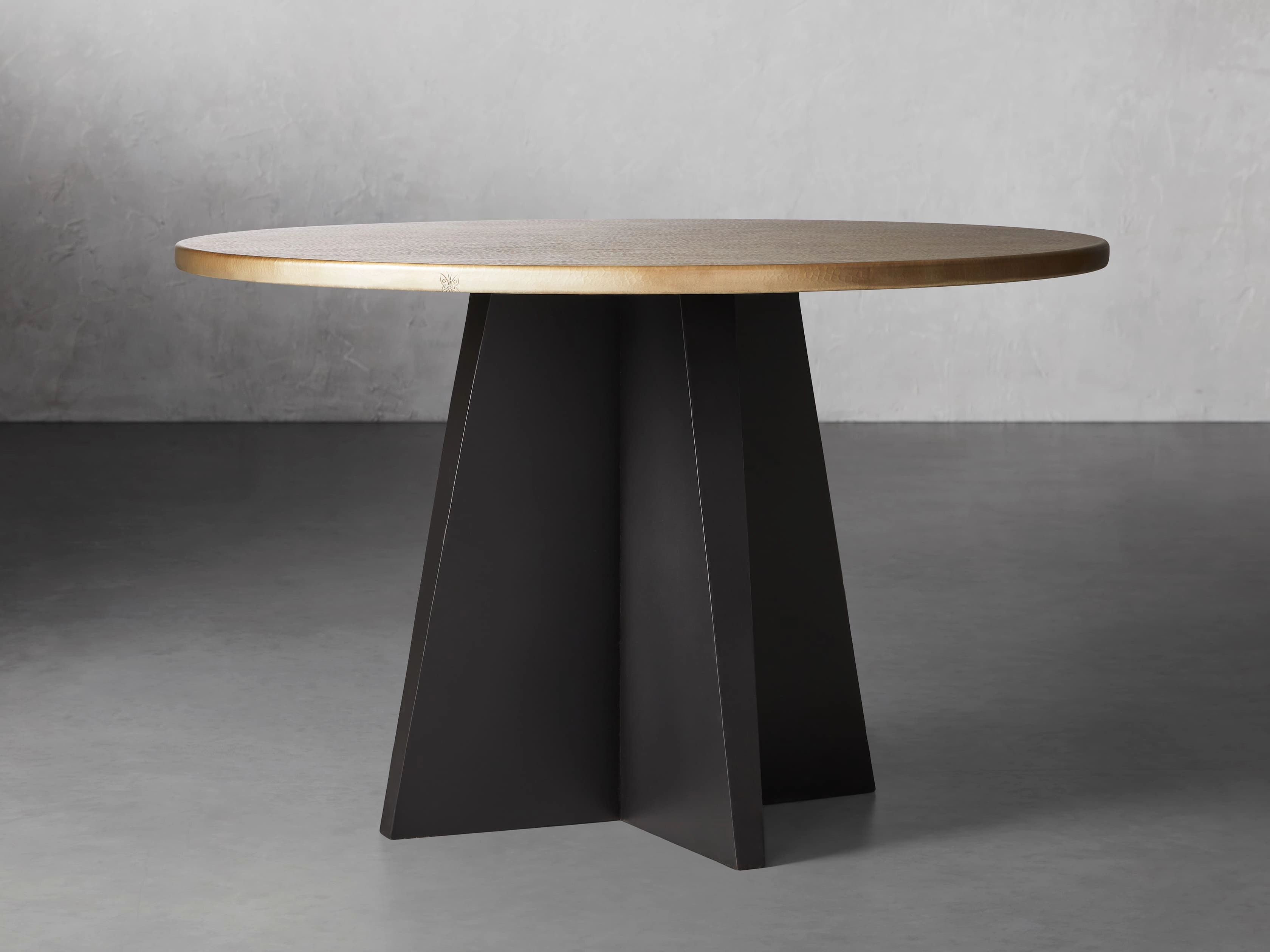 Recycled Metal Round Dining Table with Vertex Base
