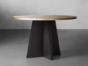 Recycled Metal Round Dining Table with Vertex Base