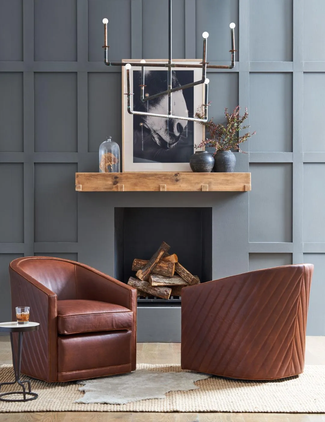 Red Baron Leather Swivel Chair