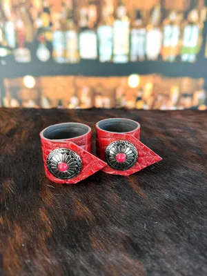 Red Croc Leather & Concho Napkin Rings blender, kitchen appliance