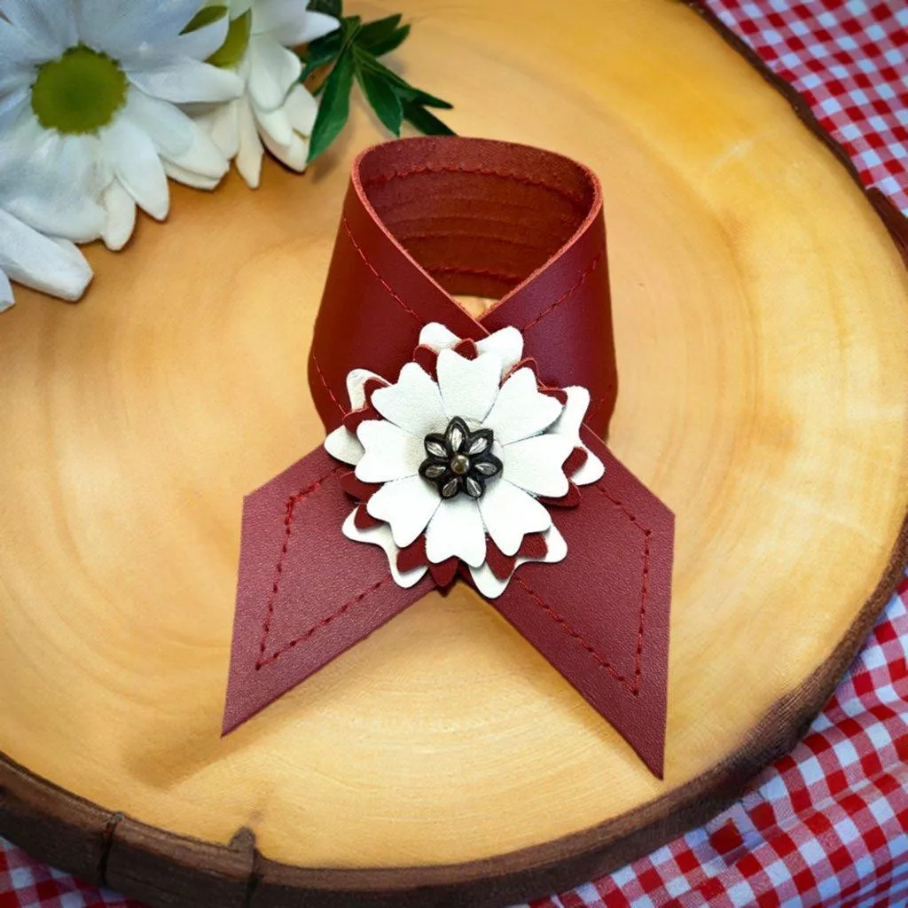 Red Leather Flower Concho Napkin Rings