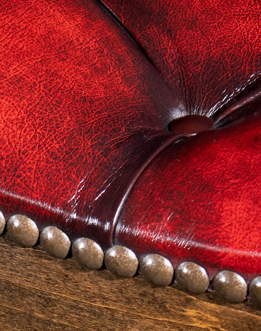 Red Leather Western Saddle Stool