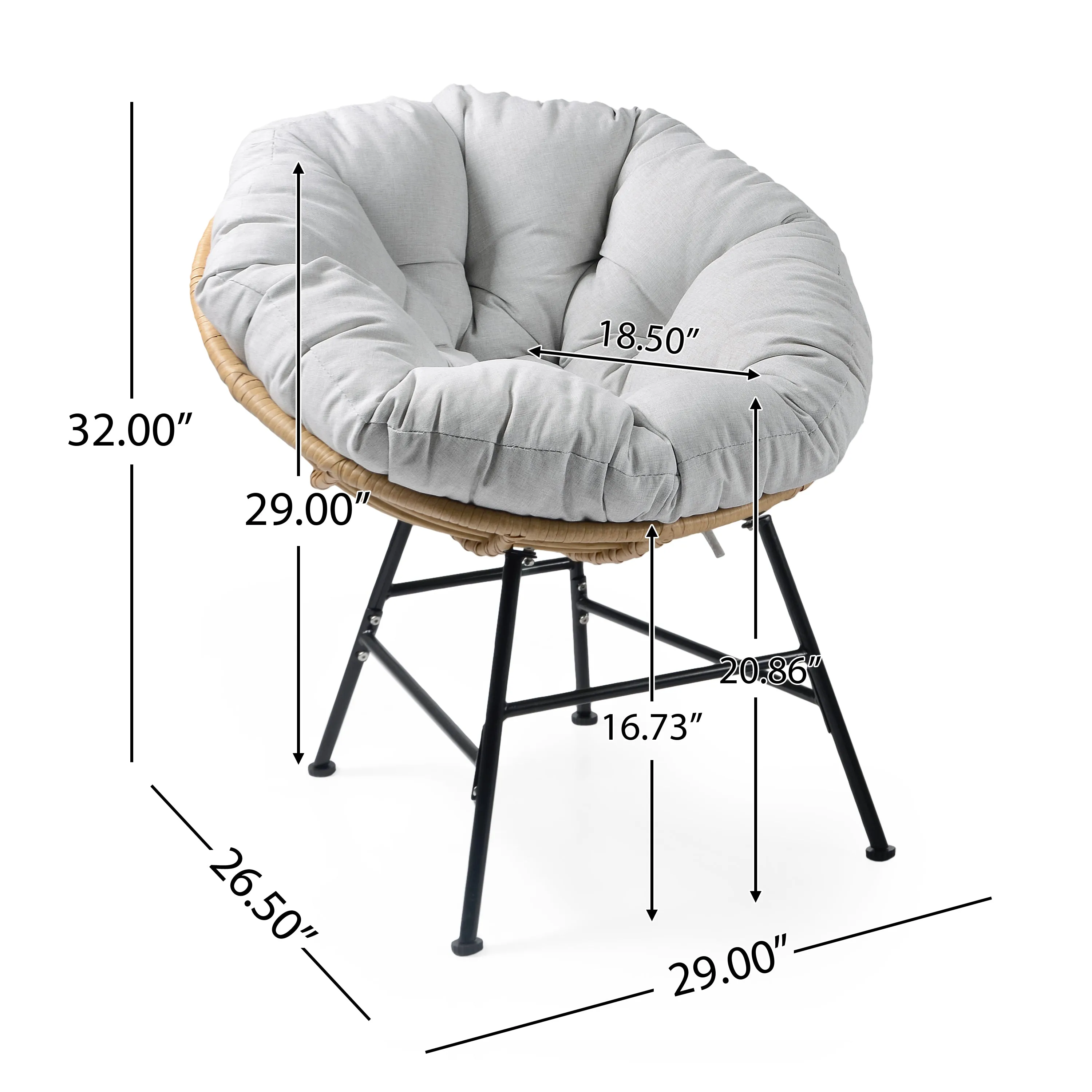 Redemond Outdoor PE Rattan Shelll Chair with Cushions