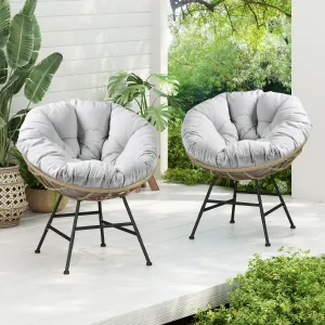 Redemond Outdoor PE Rattan Shelll Chair with Cushions chandelier, pendant light