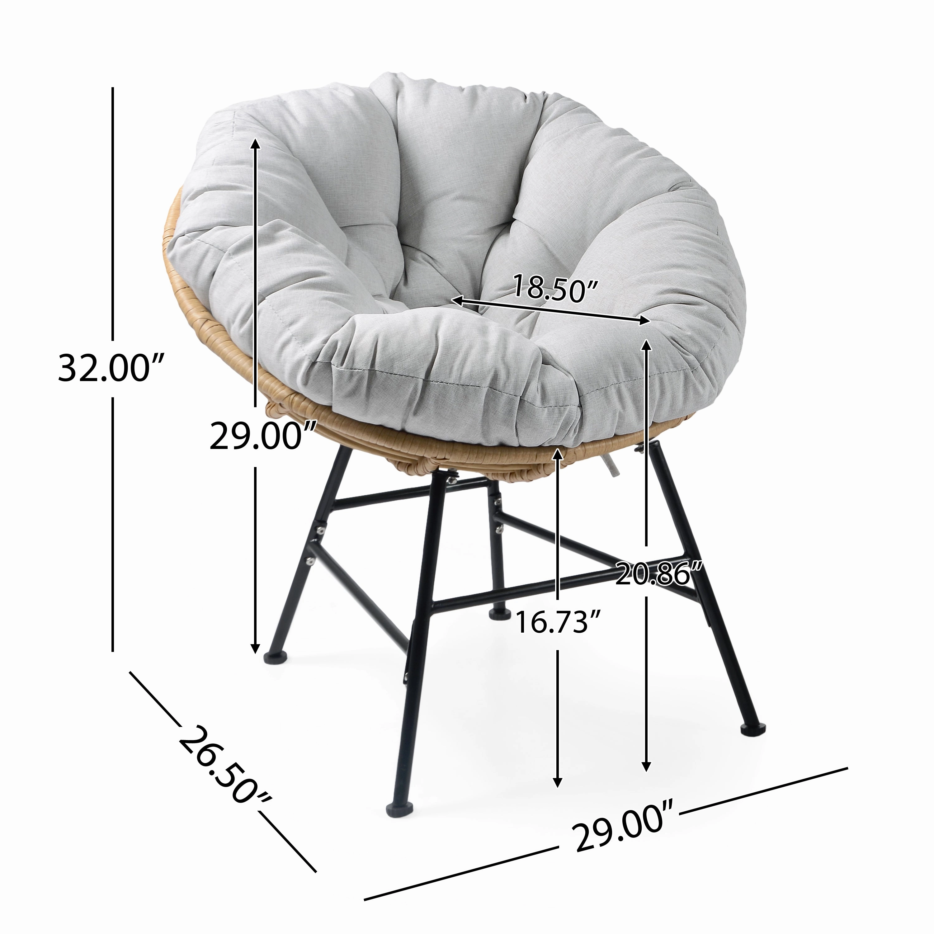 Redemond Outdoor PE Rattan Shelll Chair with Cushions