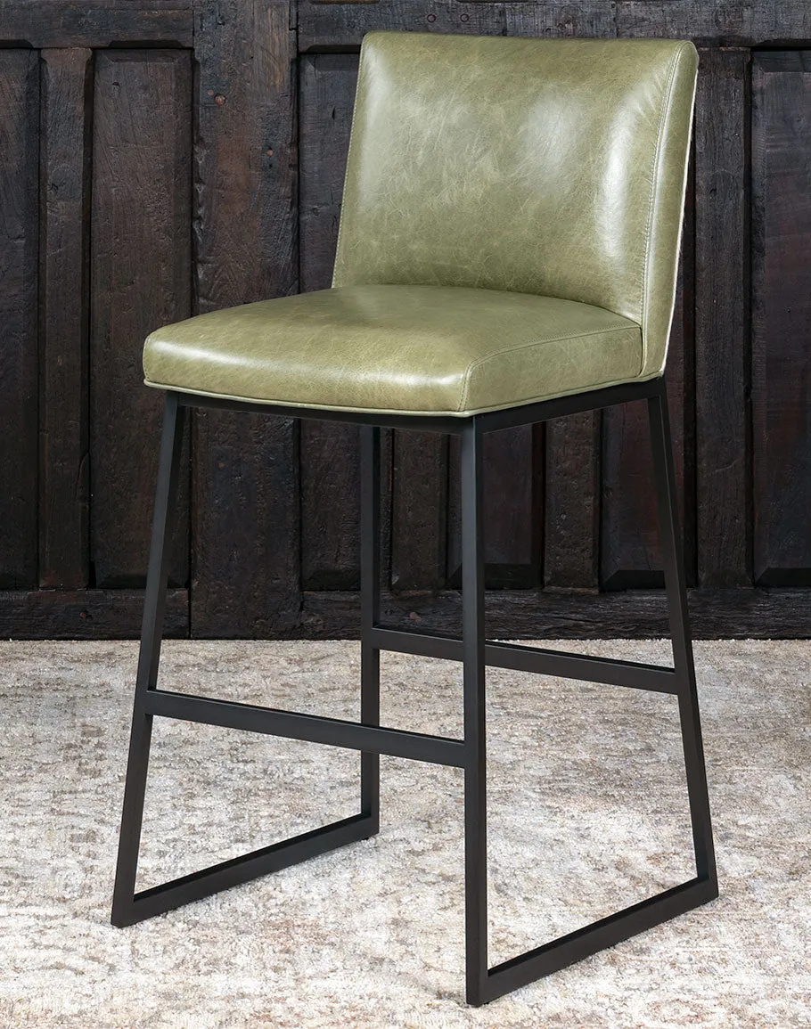 Refined Rustic Living Leather & Cowhide Bar Chair