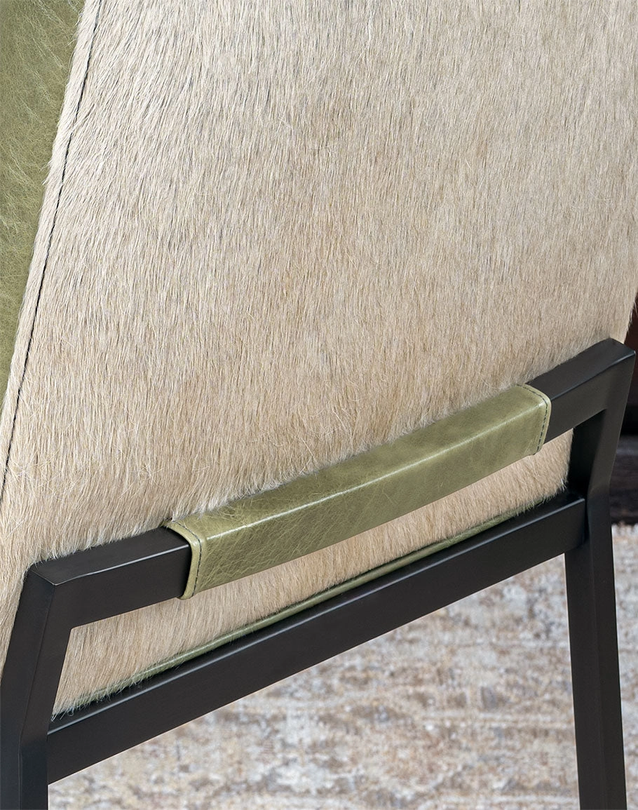 Refined Rustic Living Leather & Cowhide Bar Chair