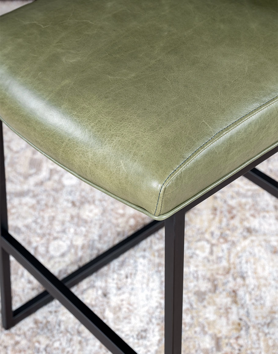 Refined Rustic Living Leather & Cowhide Bar Chair