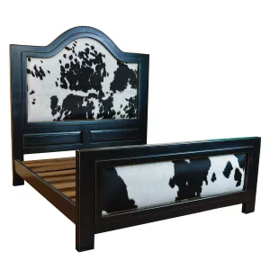 Regal Ebony & Black/White Cowhide Bed bedroom furniture, nightstand