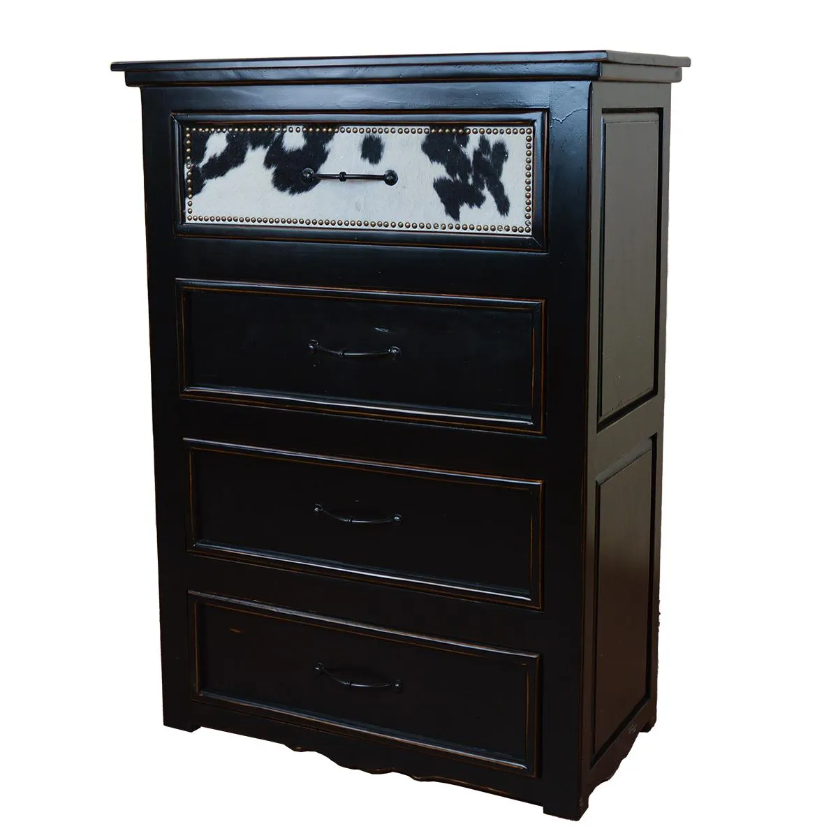 Regal Ebony Black/White Cowhide Chest