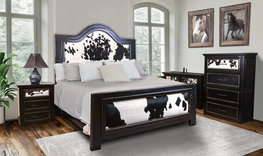 Regal Ebony Black/White Cowhide Chest