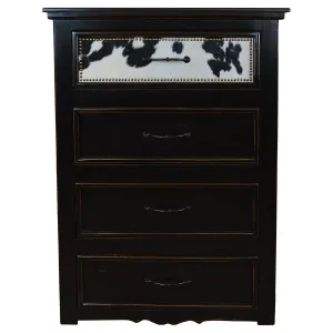 Regal Ebony Black/White Cowhide Chest bedroom furniture, nightstand