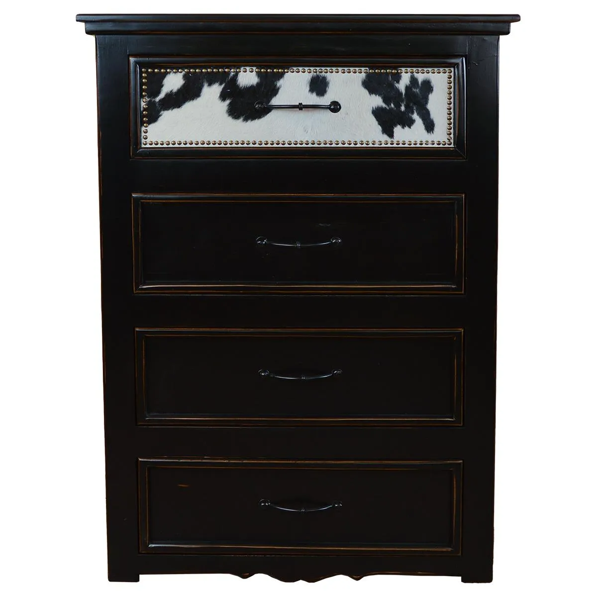Regal Ebony Black/White Cowhide Chest bedroom furniture, nightstand
