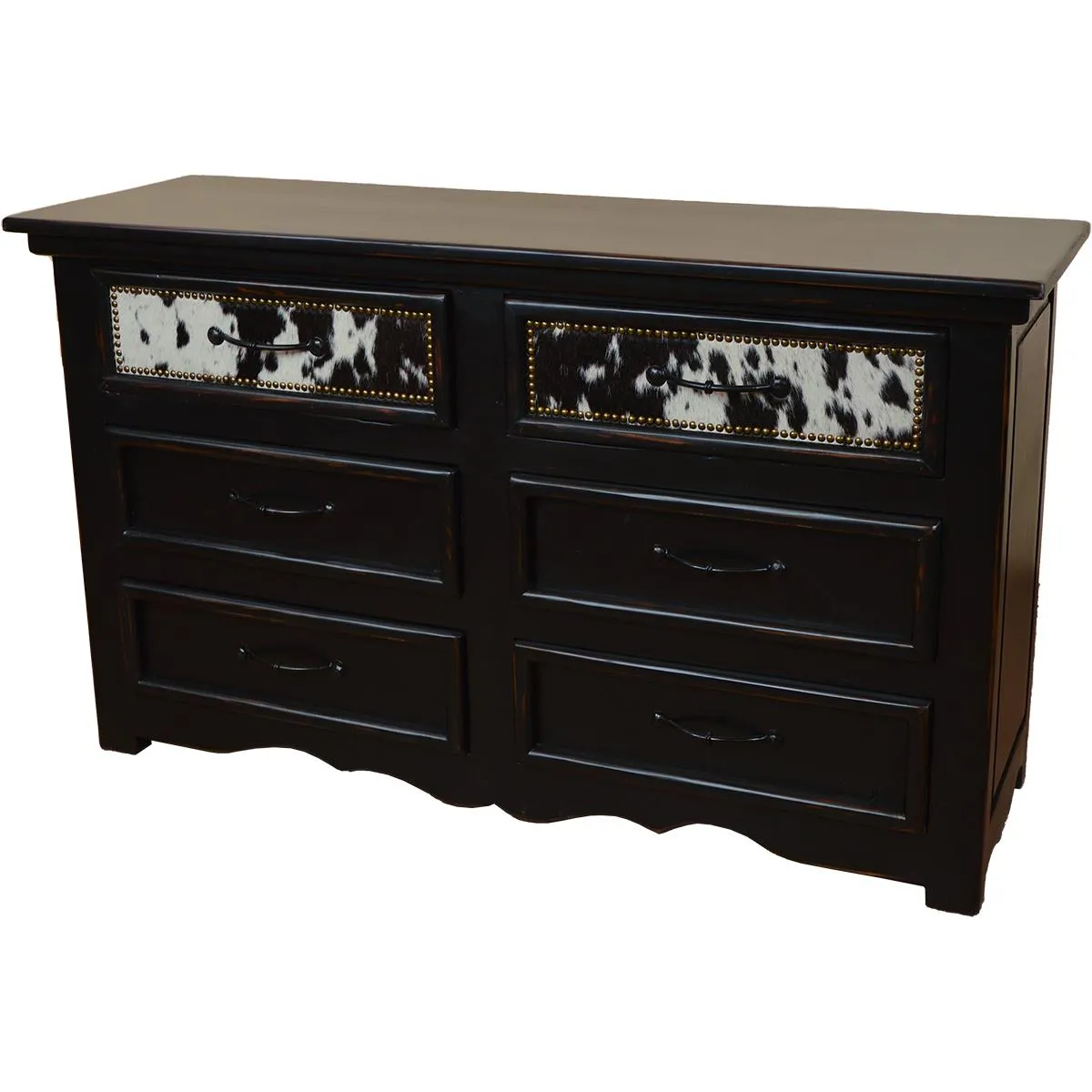 Regal Ebony Black/White Cowhide Dresser
