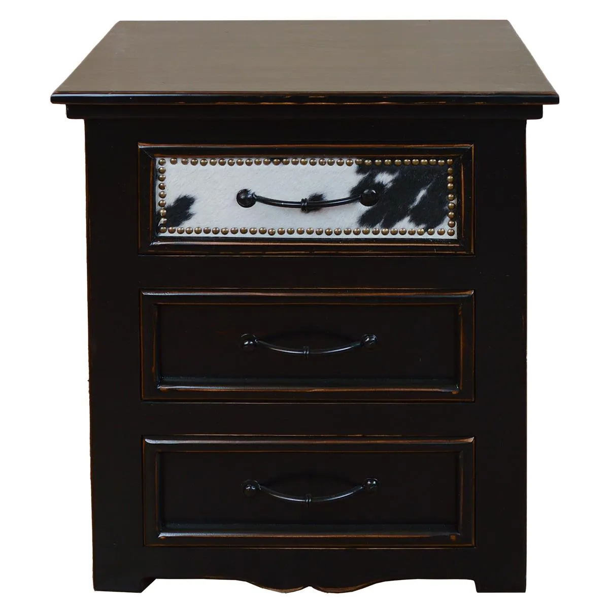 Regal Ebony Black/White Cowhide Nightstand bedroom furniture, nightstand