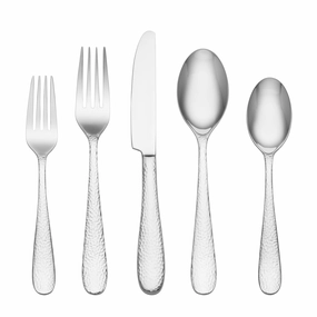 Rendezvous Mirror Hammered 20 Piece Flatware Set