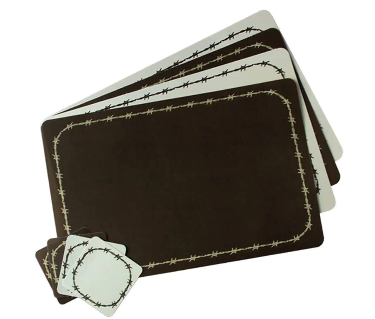 Reversible Plastic Western Placemats & Coasters - Barbed Wire