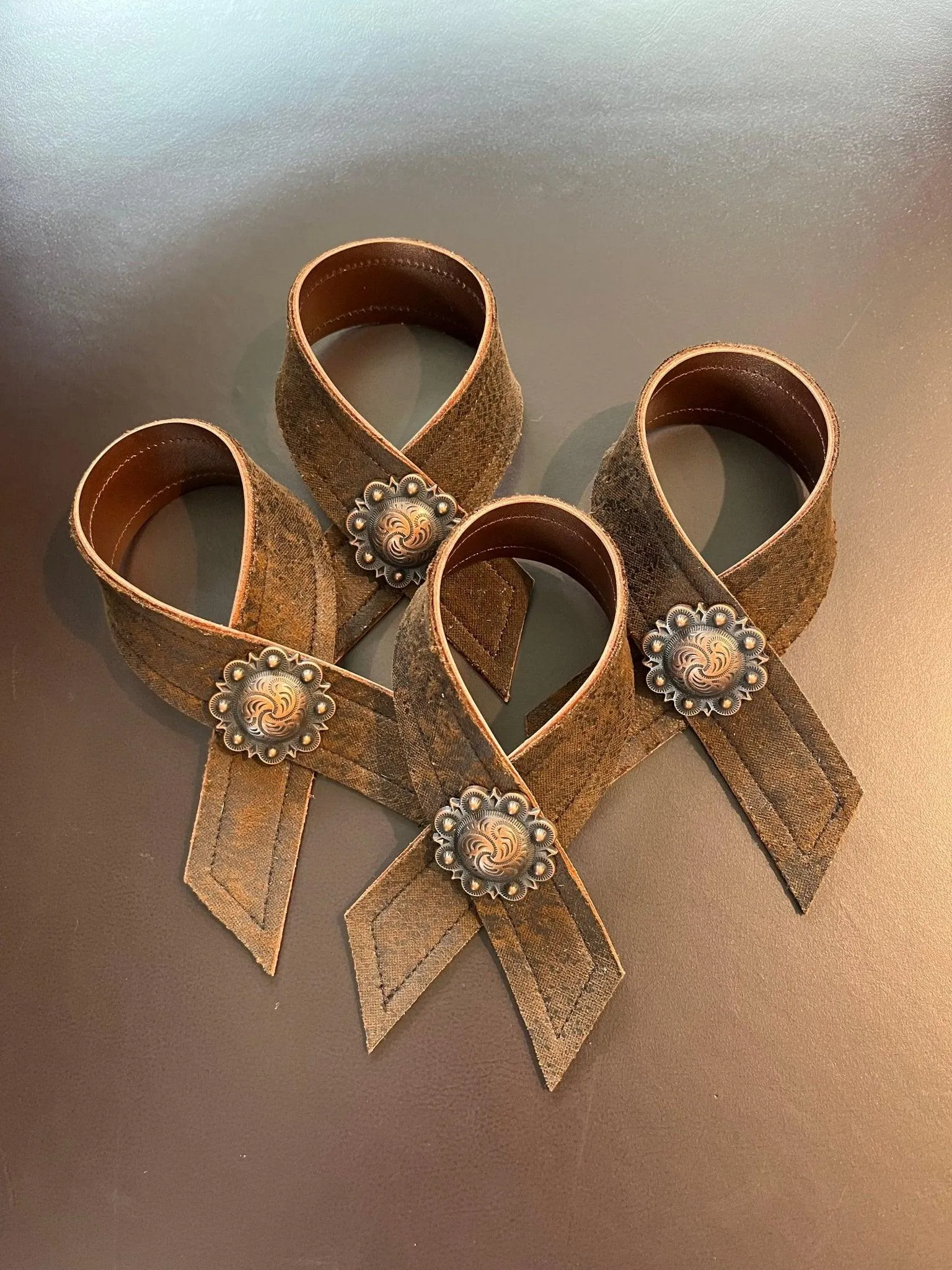 Reversible Western Leather Napkin Rings