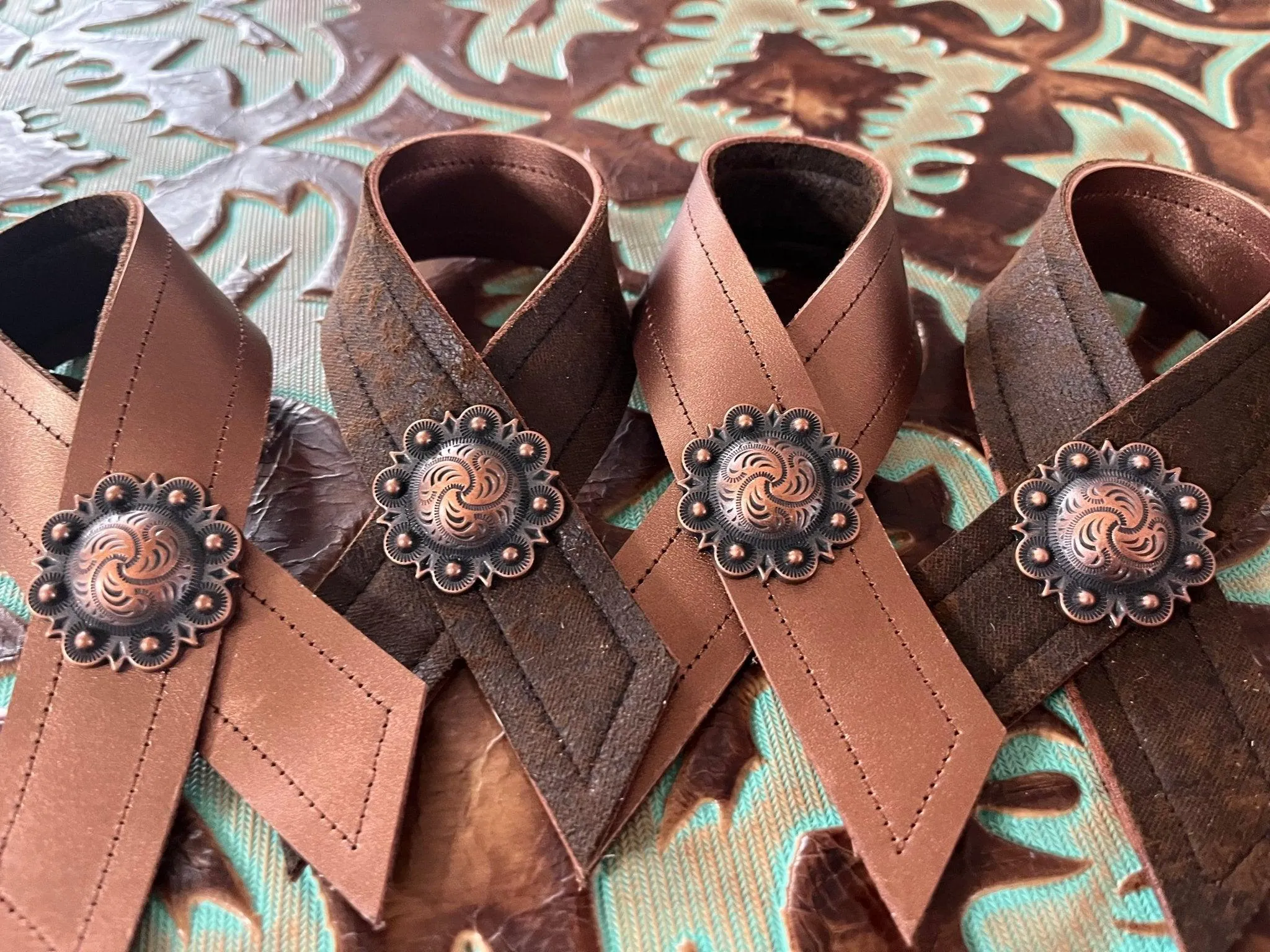 Reversible Western Leather Napkin Rings