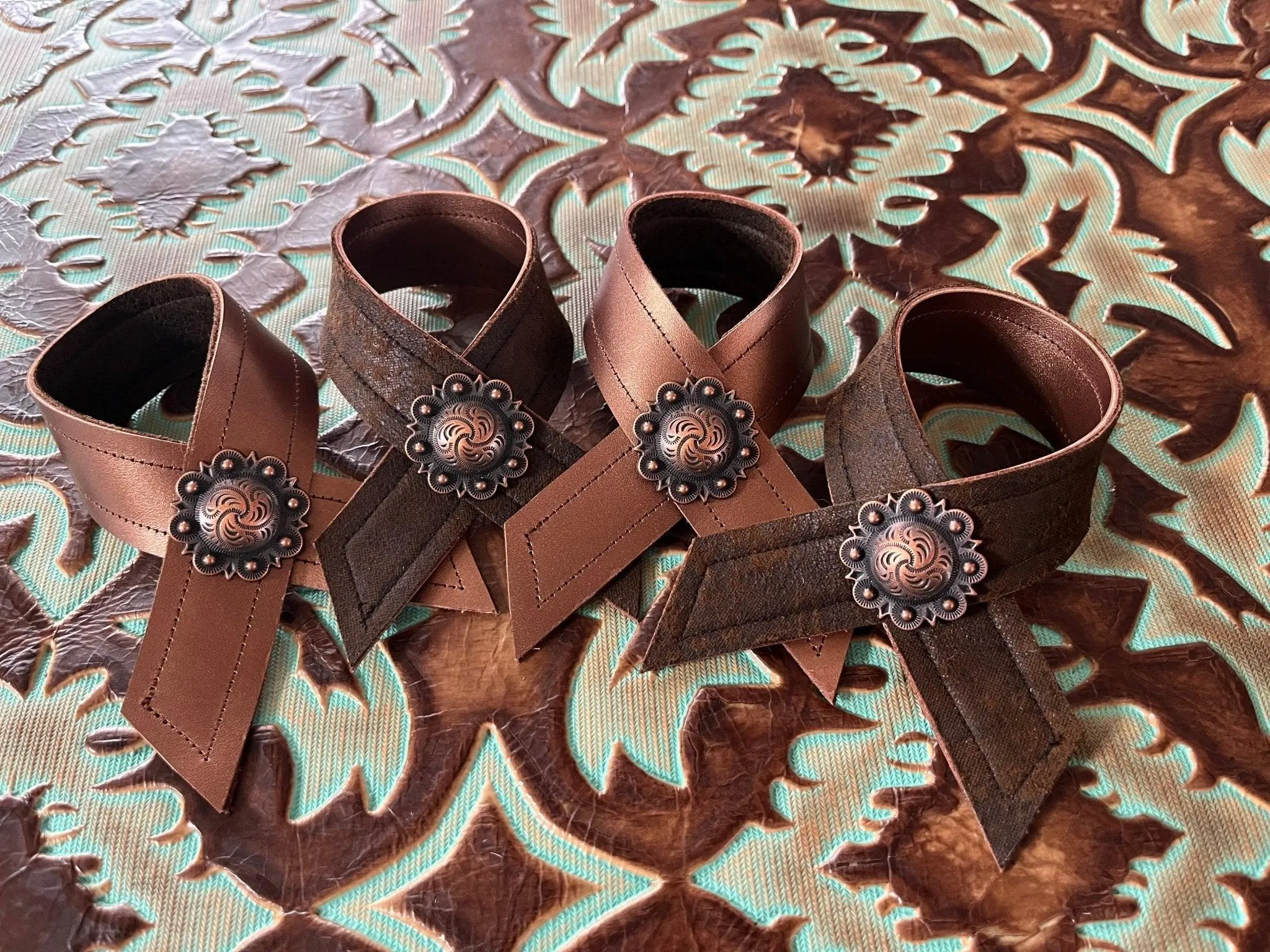 Reversible Western Leather Napkin Rings