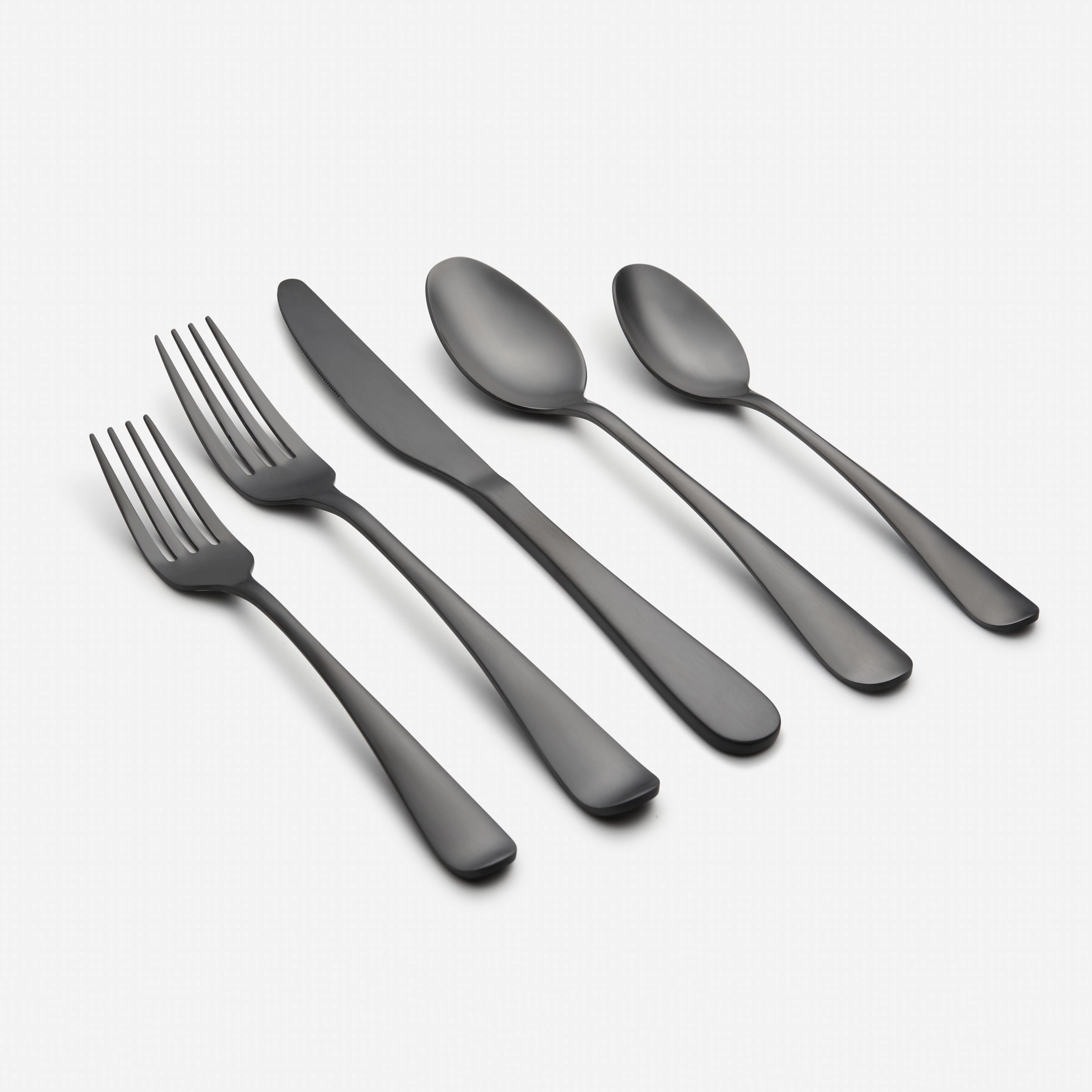 Rhiannon Black Satin 45 Piece Flatware Set