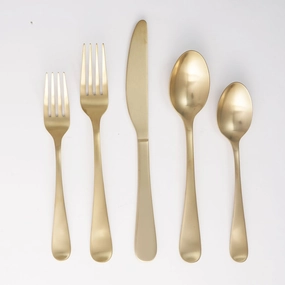 Rhiannon Champagne Satin 20 Piece Flatware Set