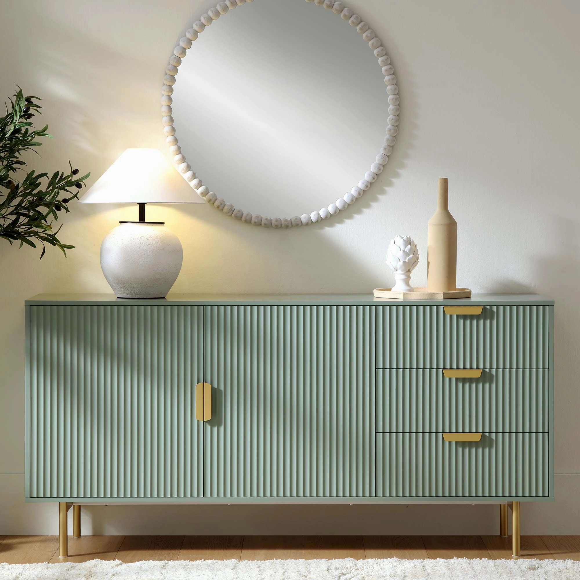 Richmond Ridged Large Sideboard, Matte Sage Green