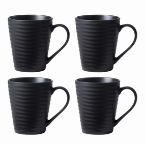 Ridge Black Mugs - Set of 4