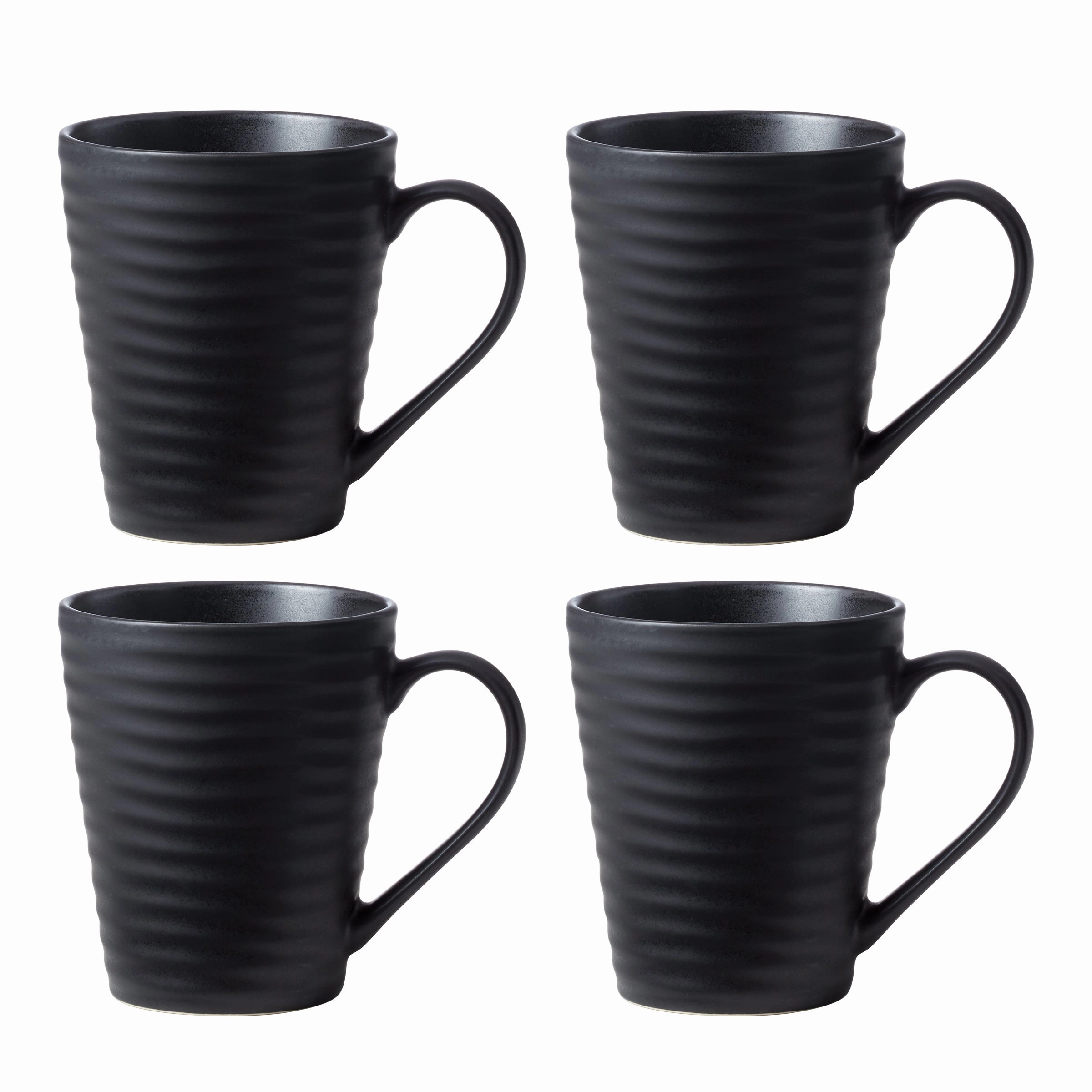 Ridge Black Mugs - Set of 4