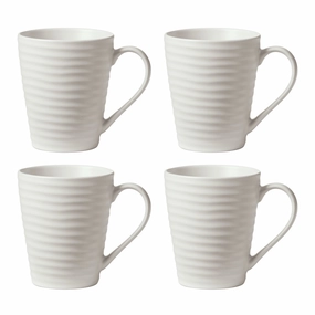 Ridge White Mugs - Set of 4