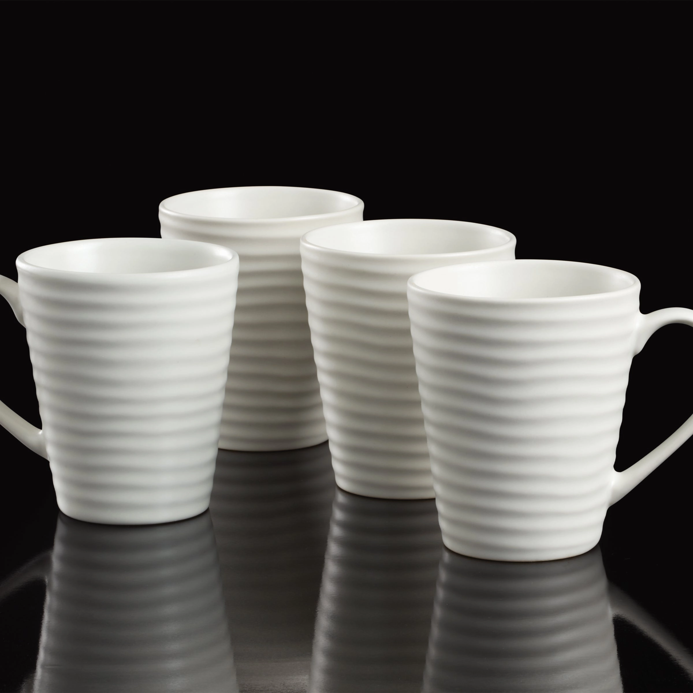 Ridge White Mugs - Set of 4