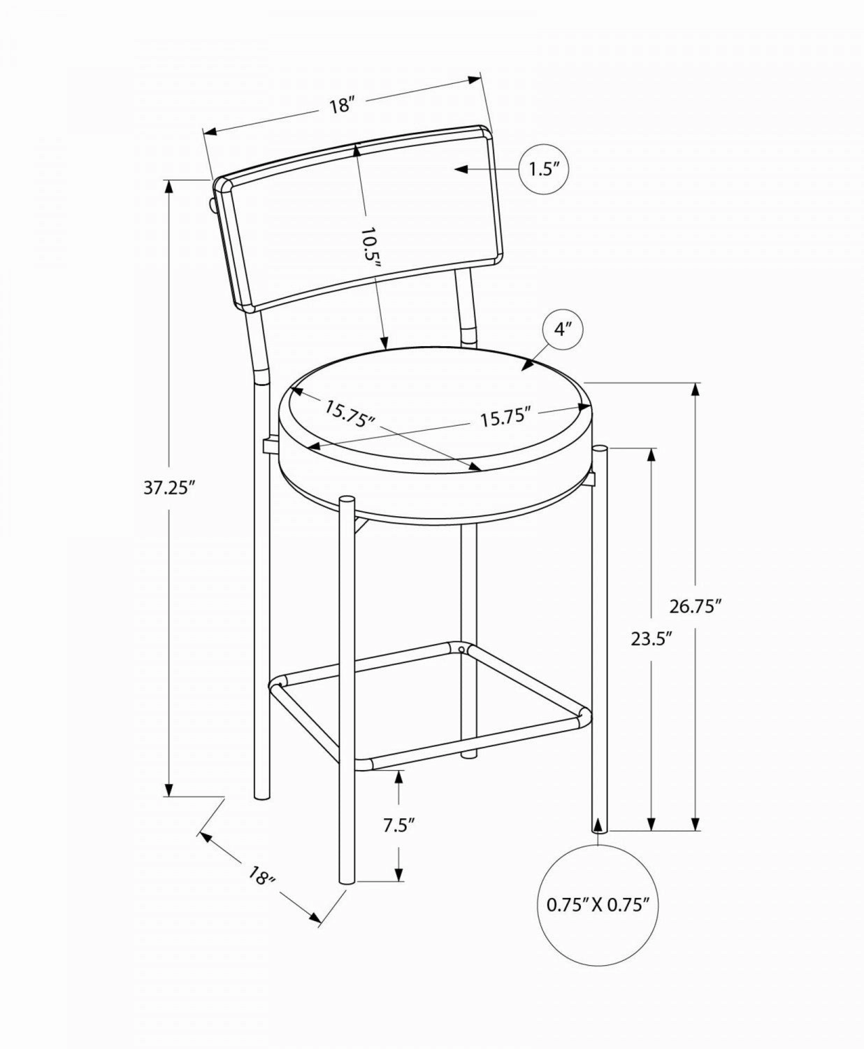 Robson Counter Stool - Grey/Black - Set Of Two