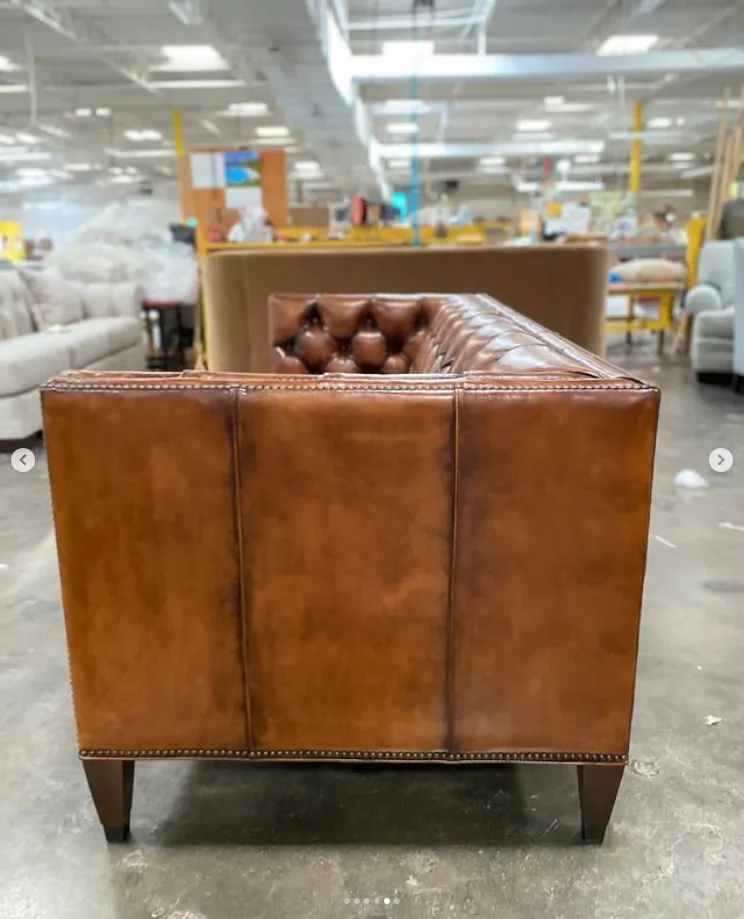 Rockford Tufted Tan Leather Sofa