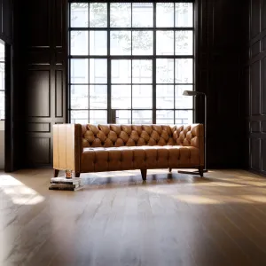 Rockford Tufted Tan Leather Sofa vanity mirror, wall mirror