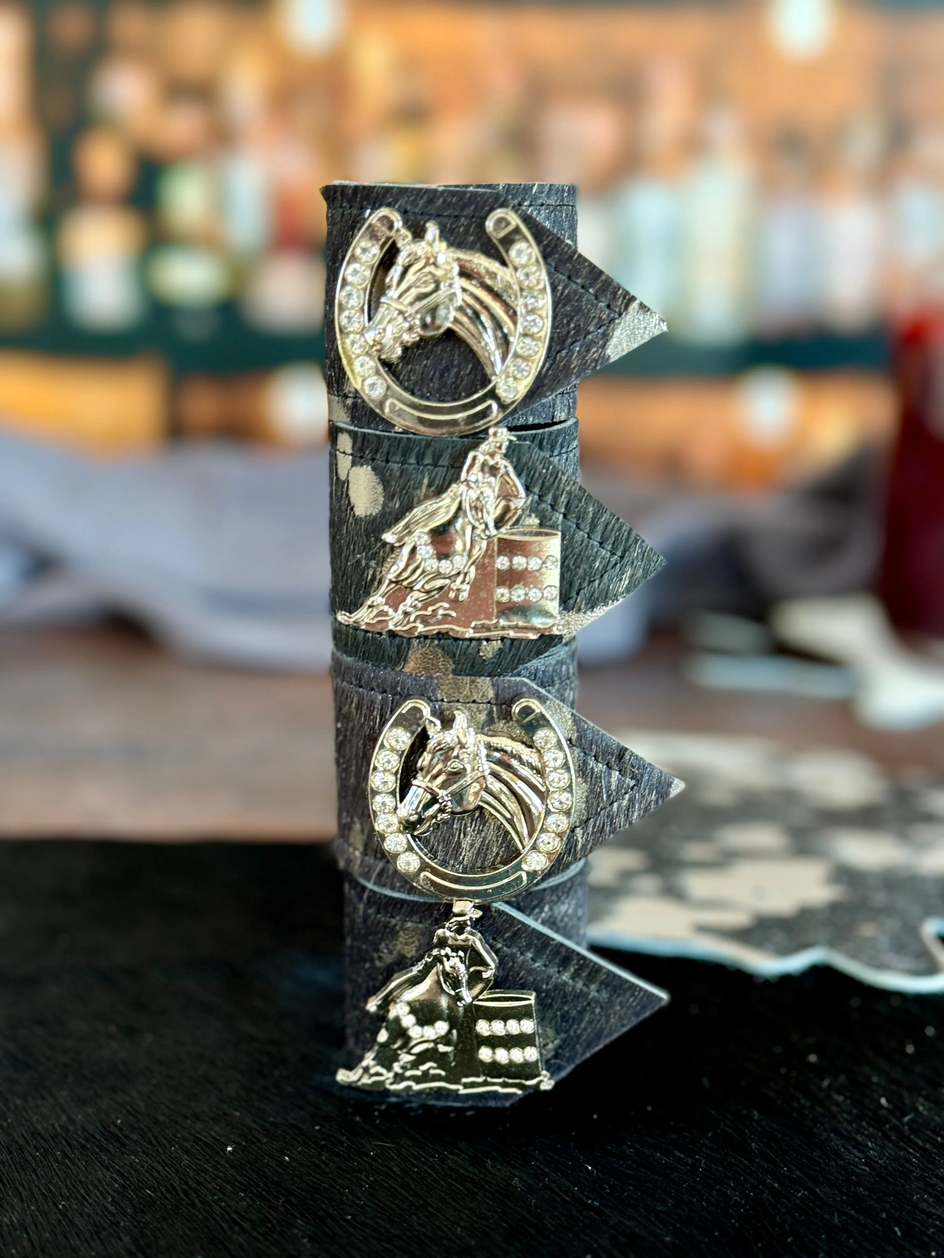 Rodeo Champs Cowhide Napkin Rings