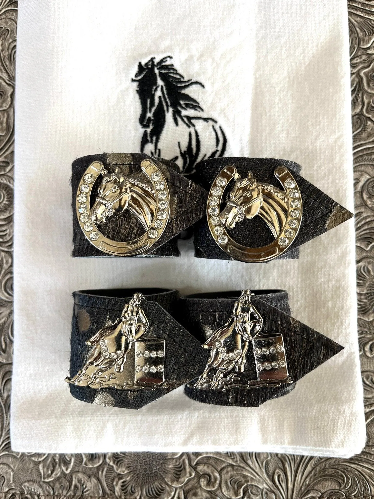 Rodeo Champs Cowhide Napkin Rings