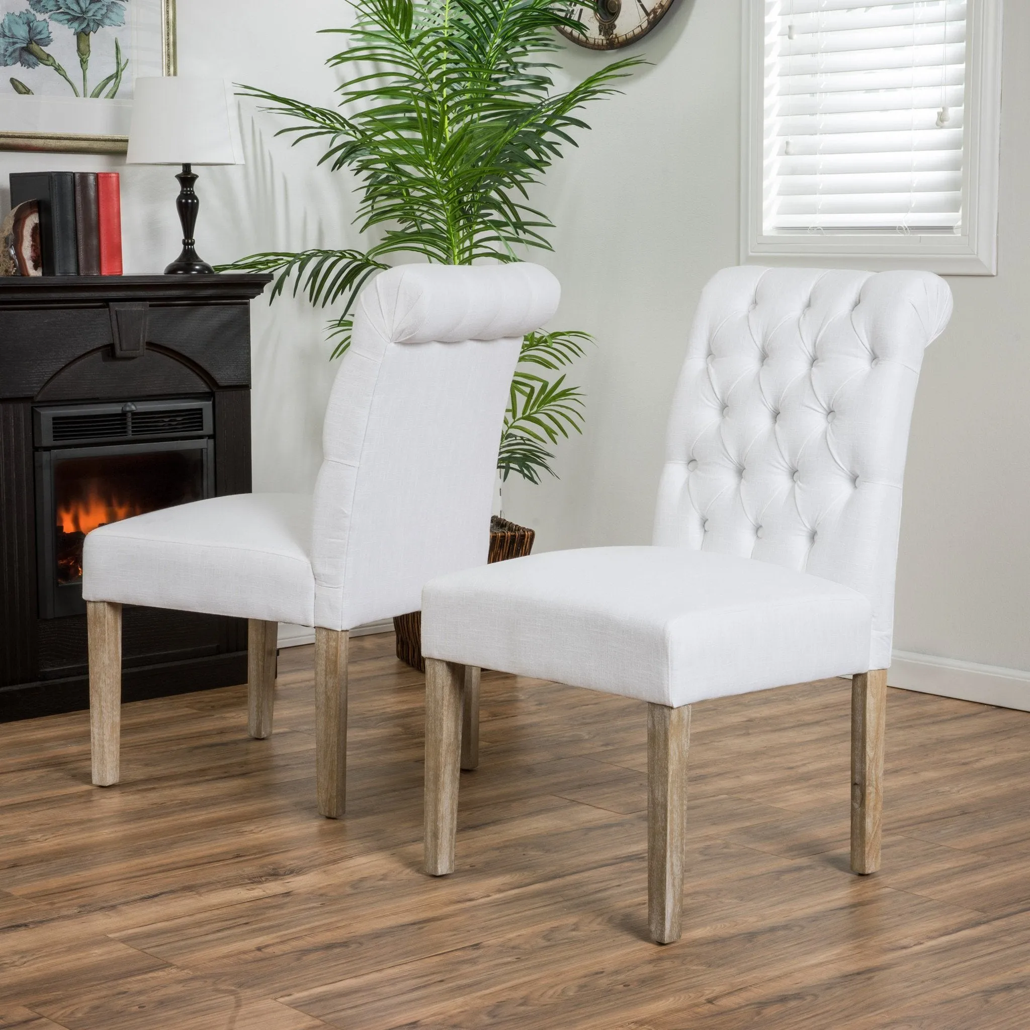 Roll Back Off-White Dining Chairs (Set of 2) - NH206112 dining table set, 6-piece dining set