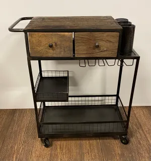 Rolling Rustic Wood & Iron Bar Cart gaming chair, computer chair