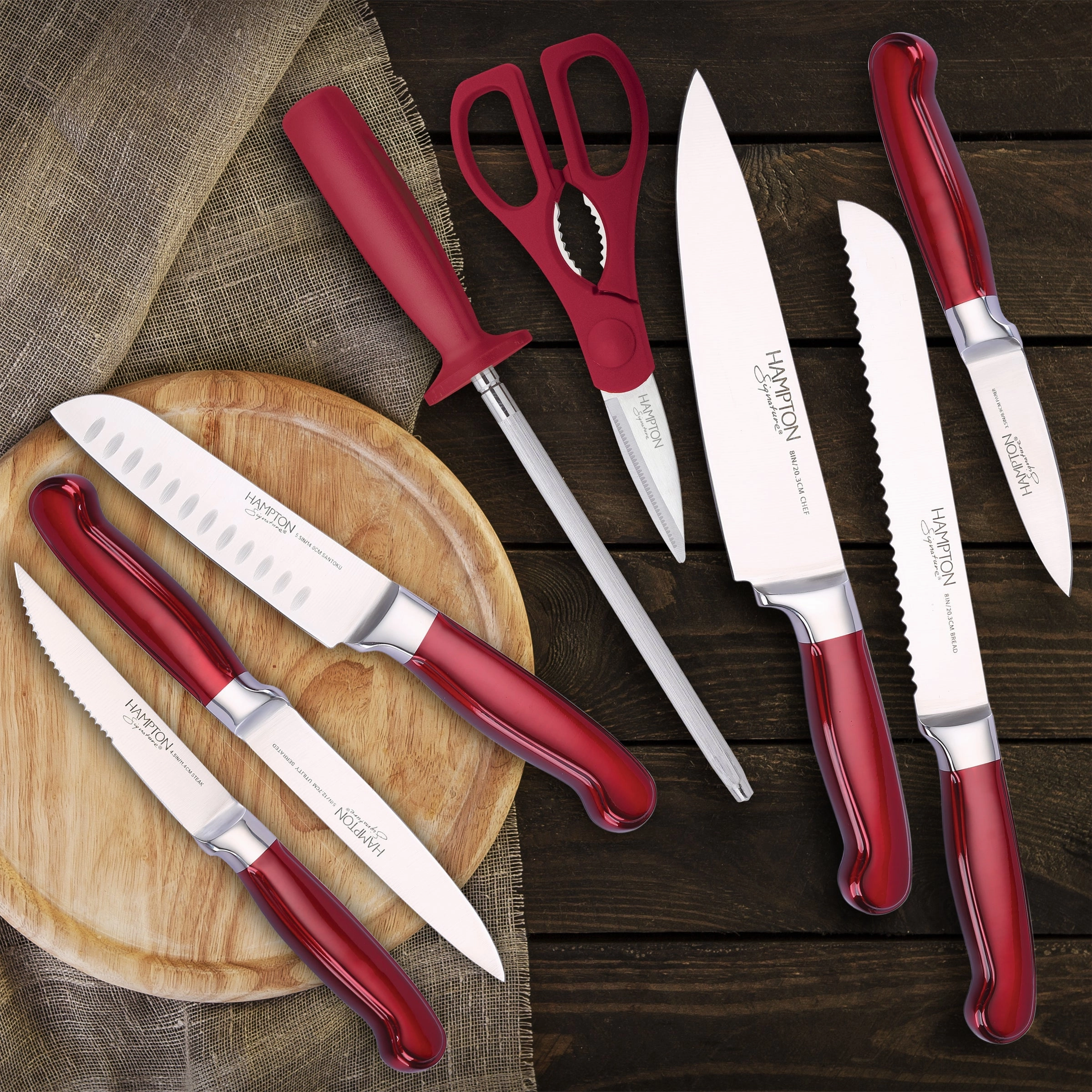 Rorik Red 14 Piece Cutlery Block Set